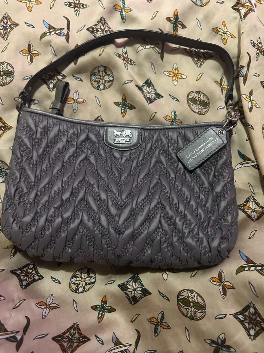 Coach 70th Anniversary Madison Chevron Nylon Demi Bag